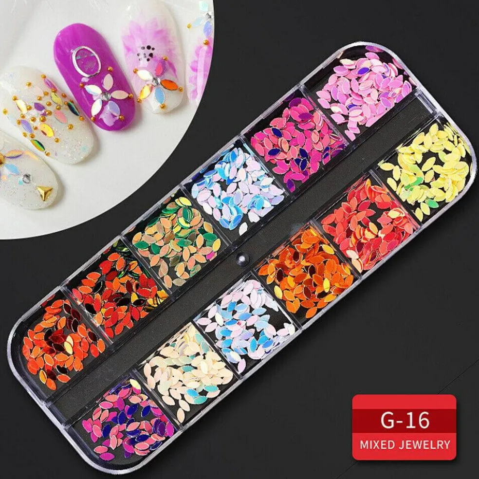 Kitcheniva Nail Glitter Flakes Sequins Rhinestones Pearl Nail Art Decorations