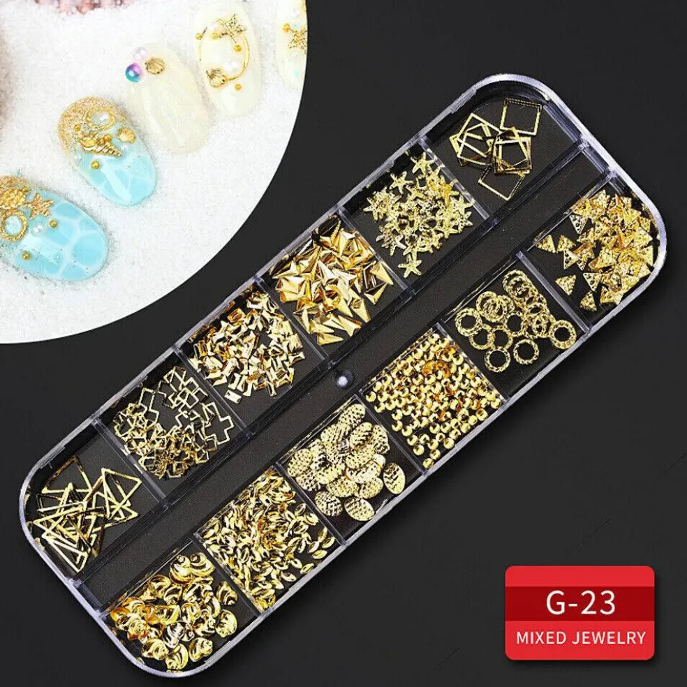 Kitcheniva Nail Glitter Flakes Sequins Rhinestones Pearl Nail Art Decorations