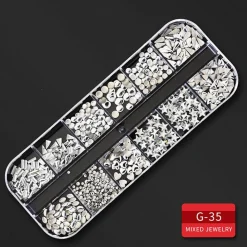 Kitcheniva Nail Glitter Flakes Sequins Rhinestones Pearl Nail Art Decorations