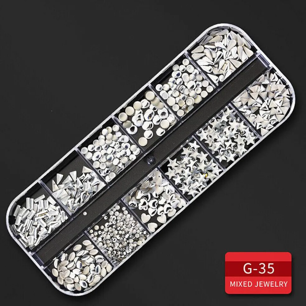 Kitcheniva Nail Glitter Flakes Sequins Rhinestones Pearl Nail Art Decorations