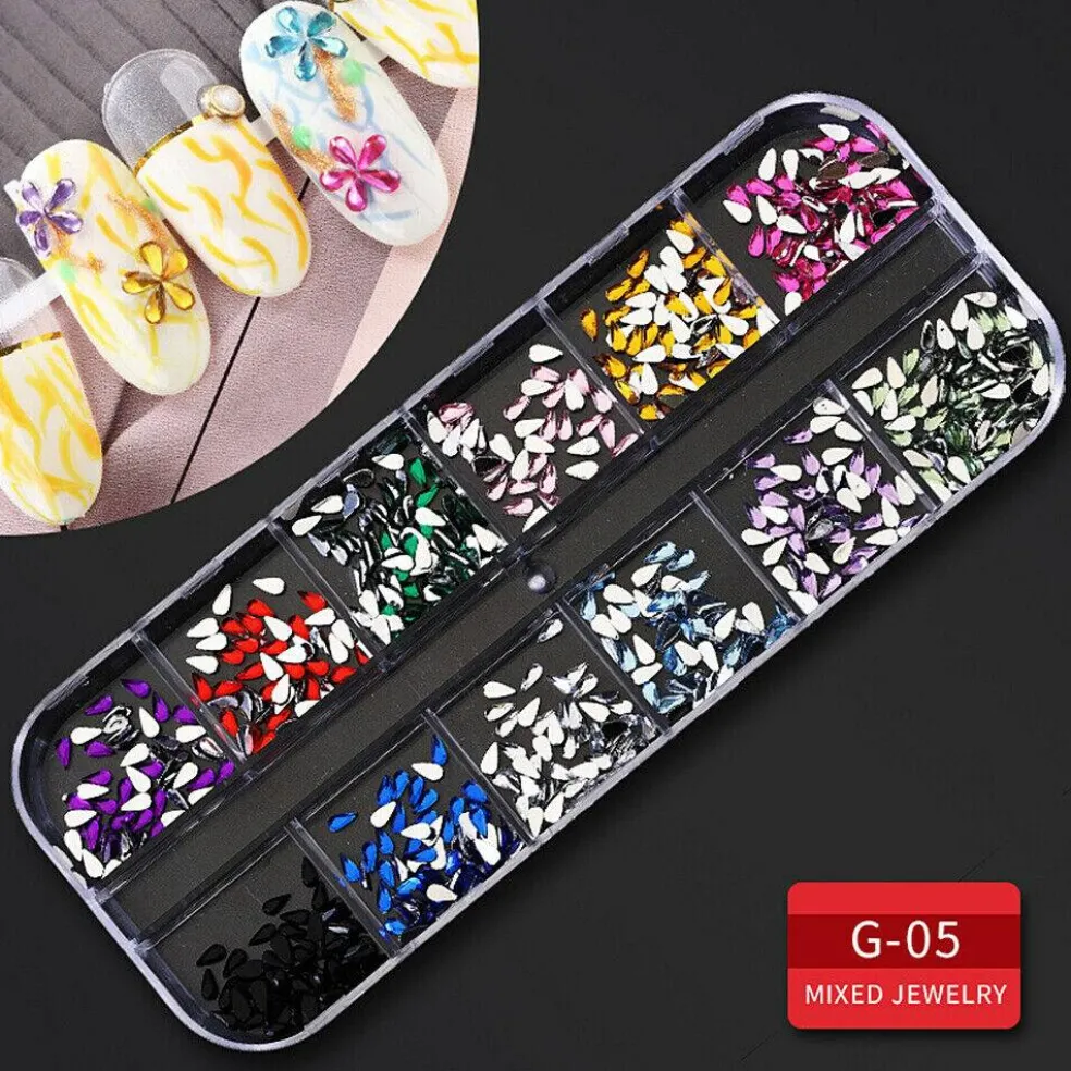 Kitcheniva Nail Glitter Flakes Sequins Rhinestones Pearl Nail Art Decorations