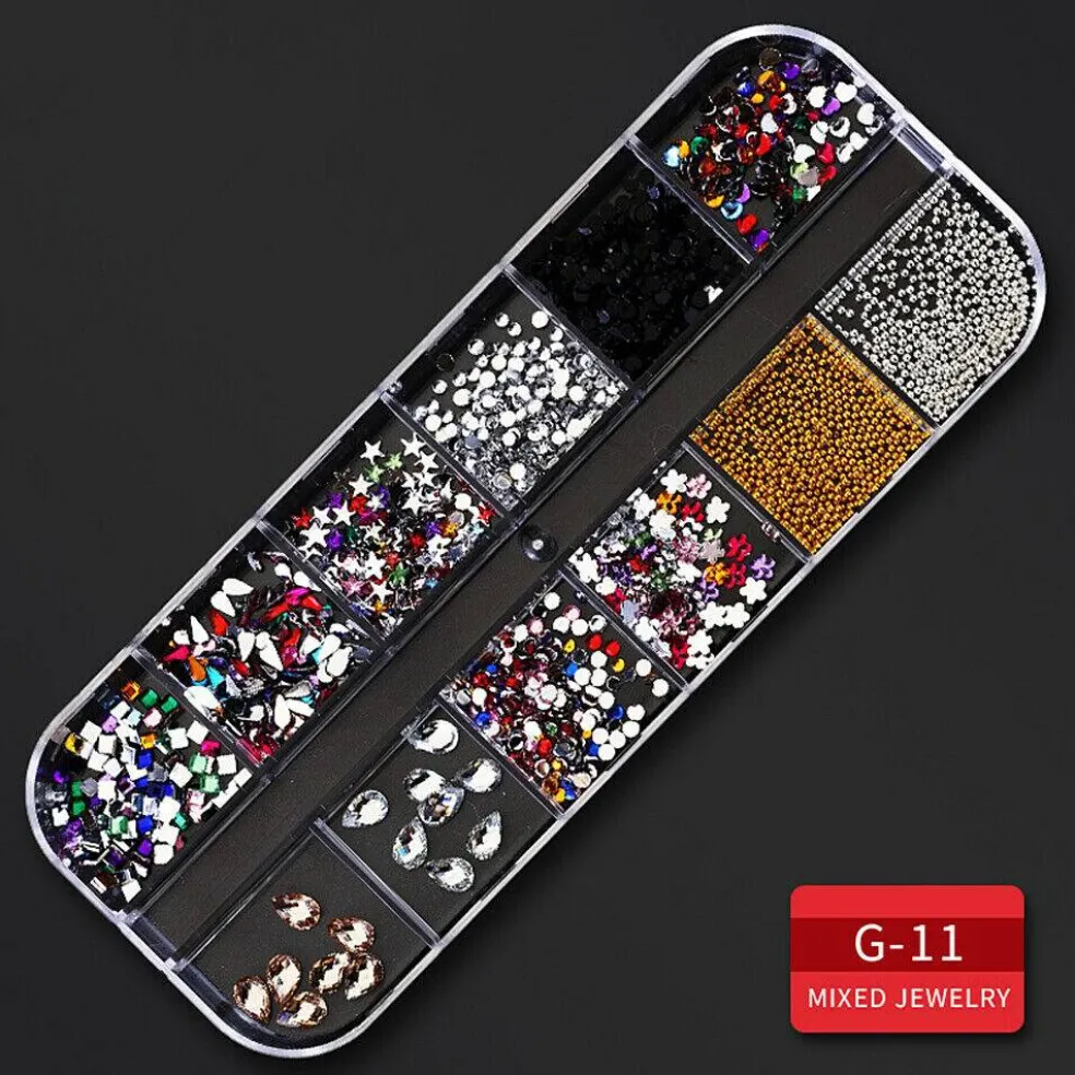 Kitcheniva Nail Glitter Flakes Sequins Rhinestones Pearl Nail Art Decorations