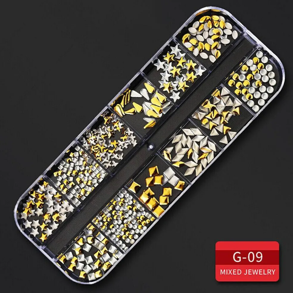 Kitcheniva Nail Glitter Flakes Sequins Rhinestones Pearl Nail Art Decorations
