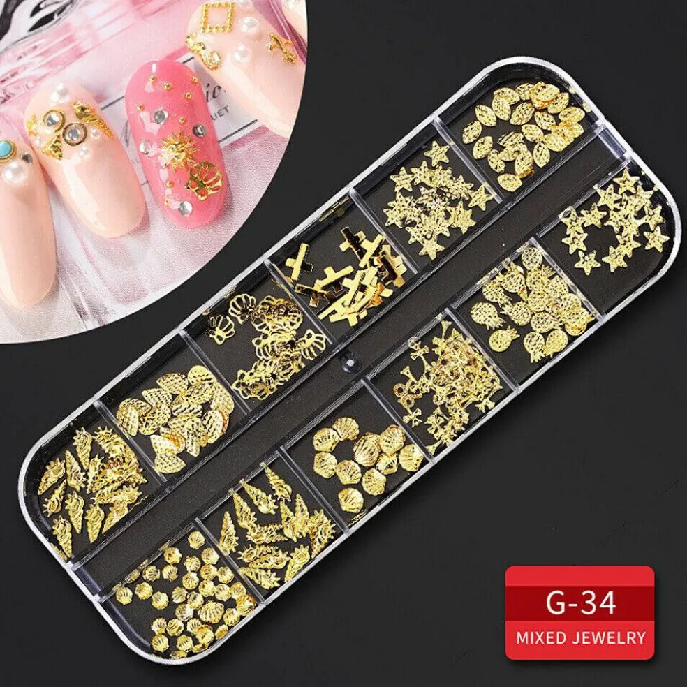 Kitcheniva Nail Glitter Flakes Sequins Rhinestones Pearl Nail Art Decorations