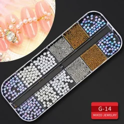 Kitcheniva Nail Glitter Flakes Sequins Rhinestones Pearl Nail Art Decorations