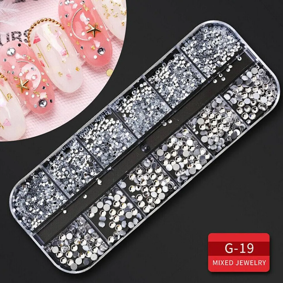 Kitcheniva Nail Glitter Flakes Sequins Rhinestones Pearl Nail Art Decorations