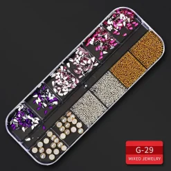 Kitcheniva Nail Glitter Flakes Sequins Rhinestones Pearl Nail Art Decorations