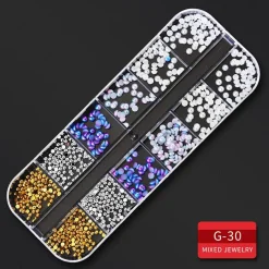 Kitcheniva Nail Glitter Flakes Sequins Rhinestones Pearl Nail Art Decorations