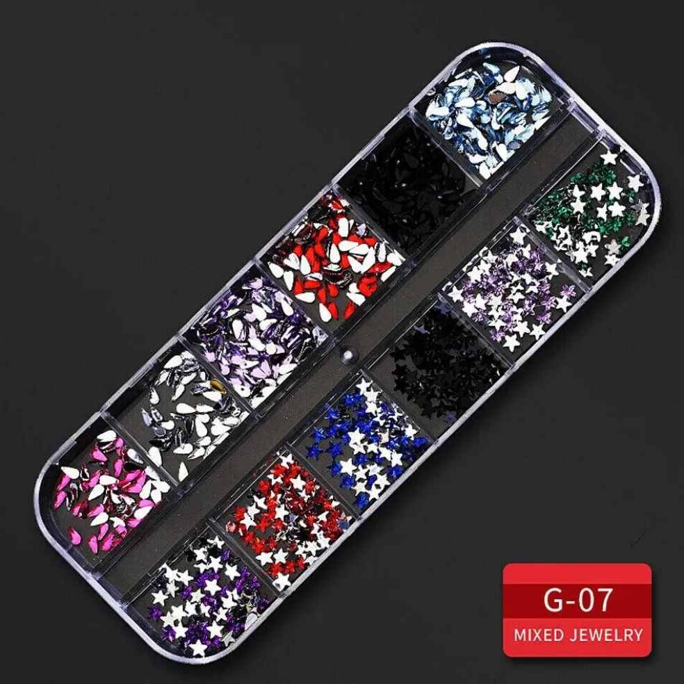 Kitcheniva Nail Glitter Flakes Sequins Rhinestones Pearl Nail Art Decorations