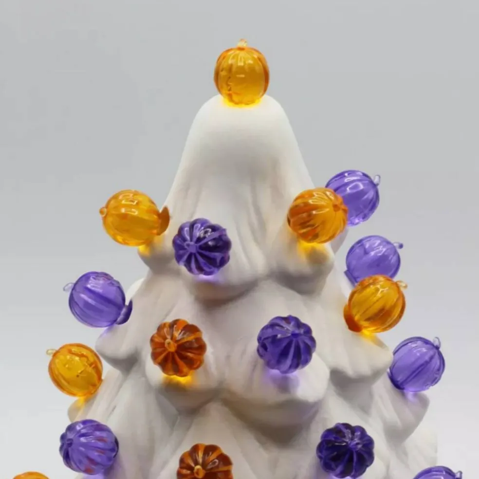 Kitcheniva Orange Jack O' Lantern Medium Ceramic Tree Lights 25 Pcs