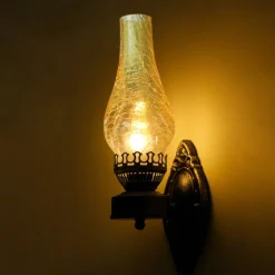 Kitcheniva Retro Wall Lamp Sconce Glass and Iron Light Fixture