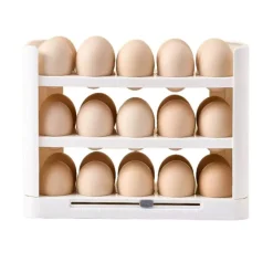 Kitcheniva Triple Layer Refrigerator Side Door Egg Holder, White