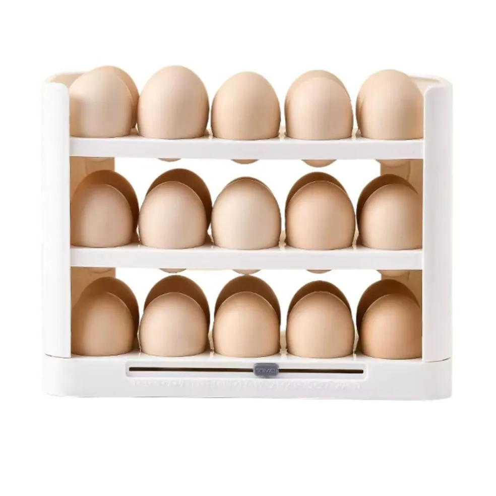 Kitcheniva Triple Layer Refrigerator Side Door Egg Holder, White