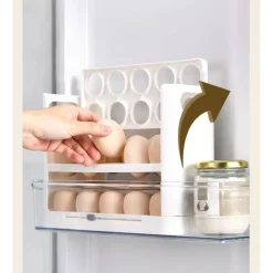 Kitcheniva Triple Layer Refrigerator Side Door Egg Holder, White