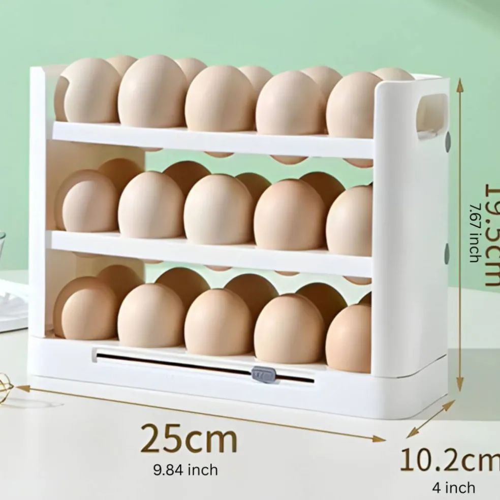 Kitcheniva Triple Layer Refrigerator Side Door Egg Holder, White