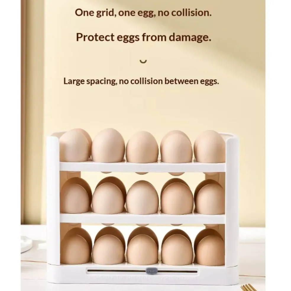 Kitcheniva Triple Layer Refrigerator Side Door Egg Holder, White