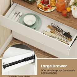 Kitchen Storage Cabinet with Spacious Drawer, Adjustable Shelves and Countertop, Sideboard Buffet Cabinet for Dining Room Living Room