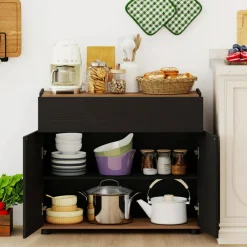 Kitchen Storage Cabinet with Spacious Drawer, Adjustable Shelves and Countertop, Sideboard Buffet Cabinet for Dining Room Living Room