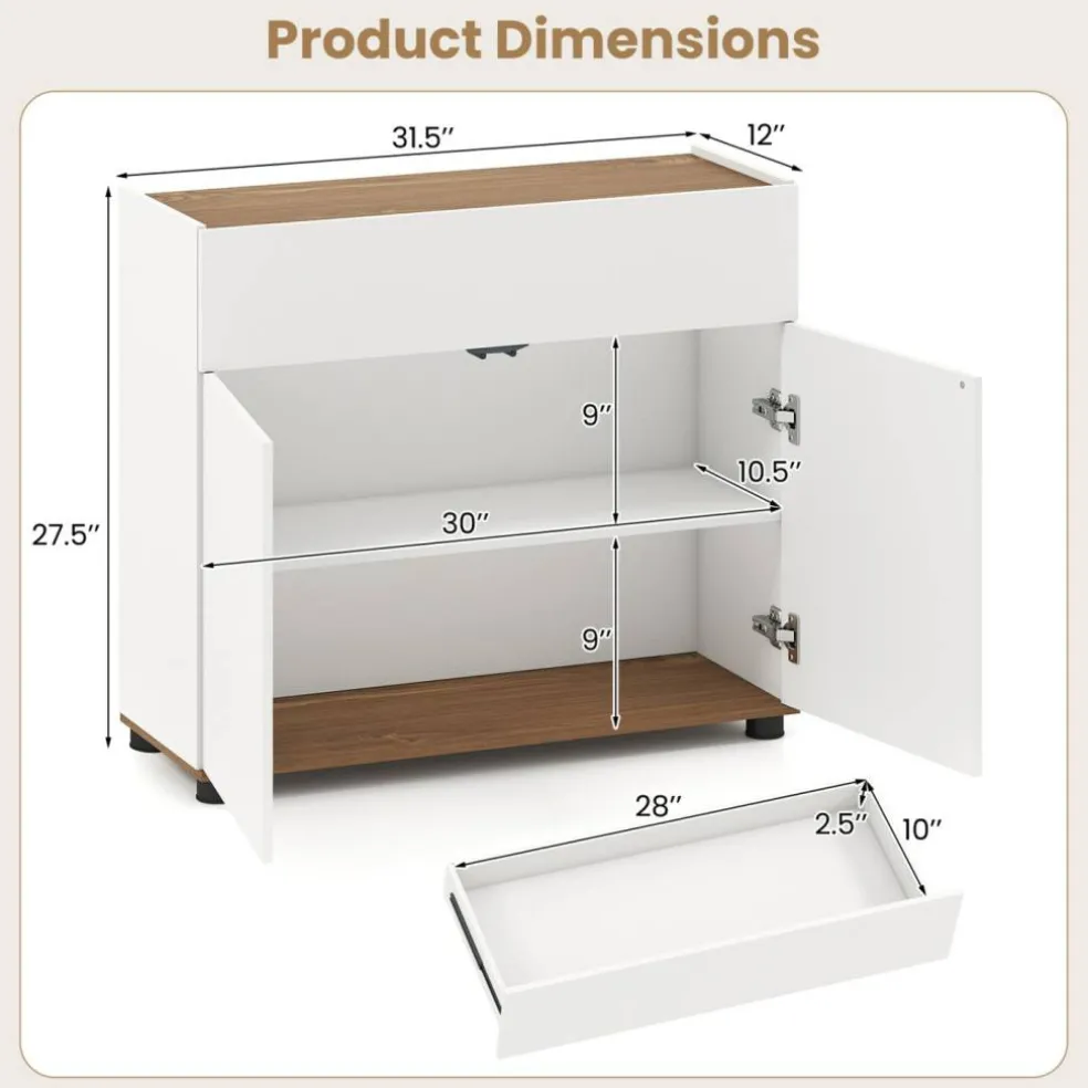 Kitchen Storage Cabinet with Spacious Drawer, Adjustable Shelves and Countertop, Sideboard Buffet Cabinet for Dining Room Living Room