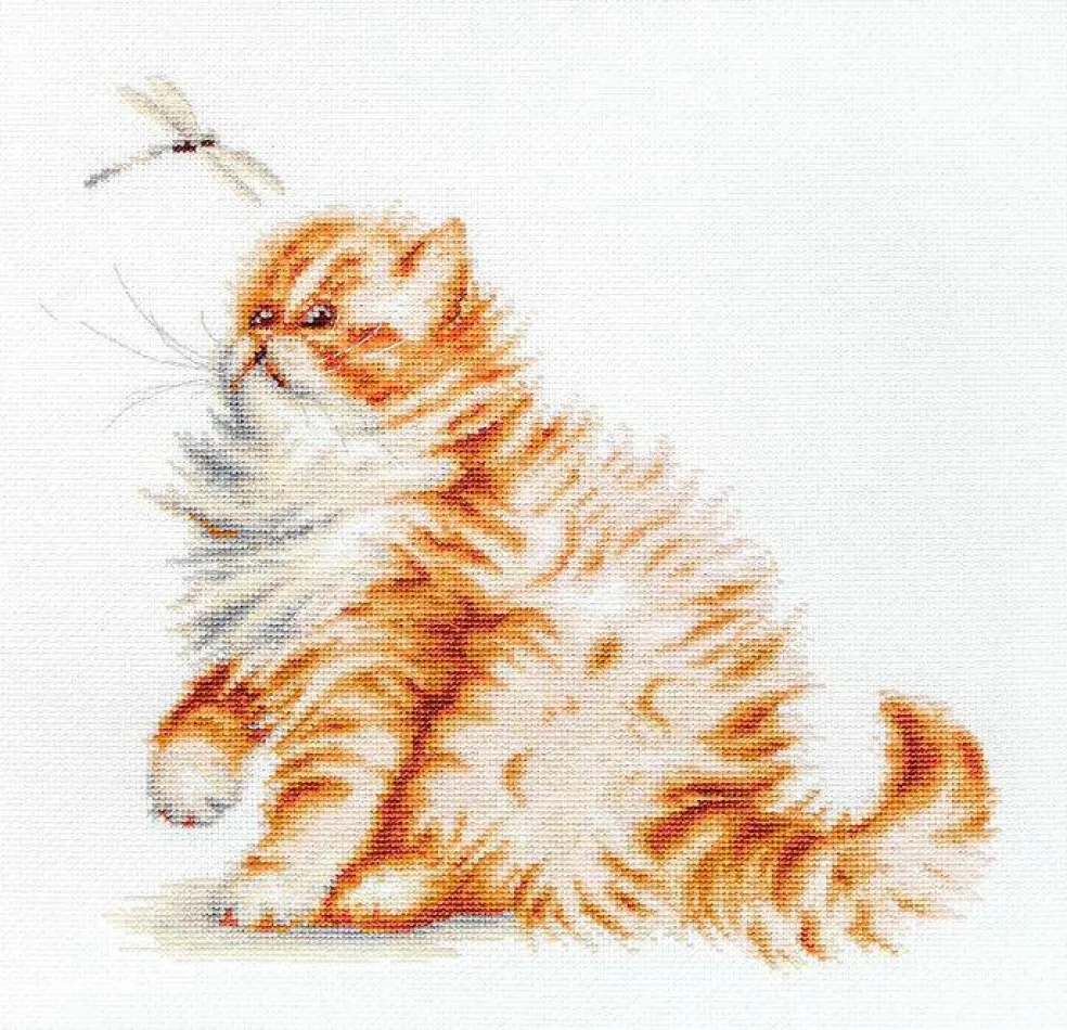 Kitten with a dragonfly Counted Cross-Stitch Kit by Luca-S B2270L