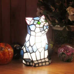 Kitty Genuine Stained Glass Lamp Base - Perfect for a Living Room, Bedroom, Office, & More