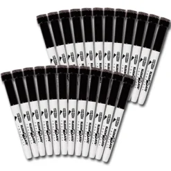 KleenSlate® Black Fine Point Dry Erase Markers with Erasers, Pack of 24