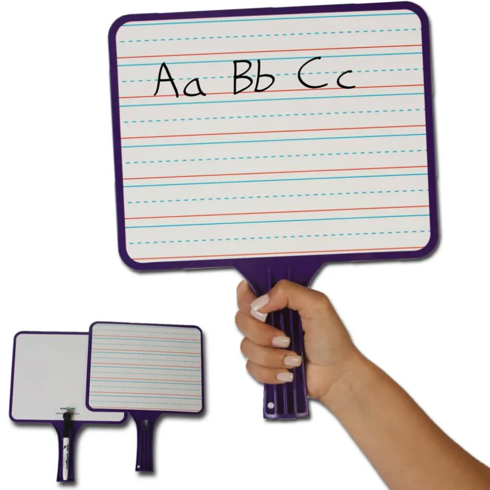 KleenSlate® Blank & Lined Double-Sided Rectangular Dry Erase Paddles with Markers, 10 Sets