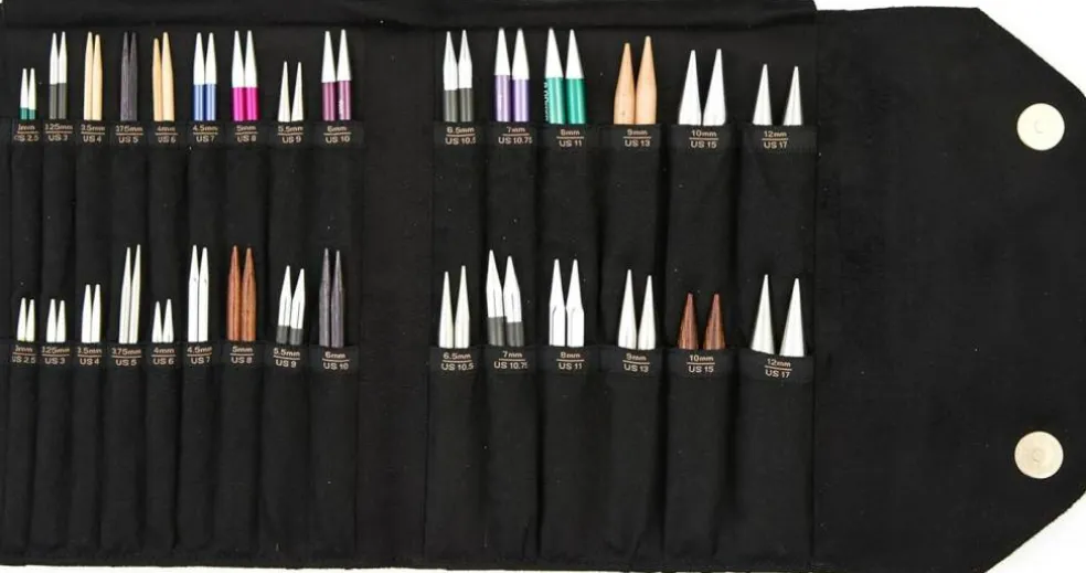 KnitPro Interchangeable Knitting Needle Case- Beige or Black, 8.5"x 6.9" x 0.5"