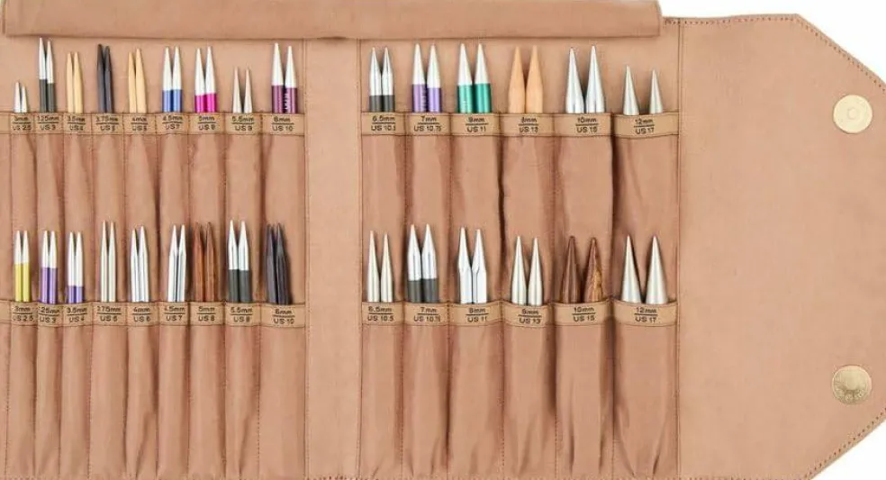 KnitPro Interchangeable Knitting Needle Case- Beige or Black, 8.5"x 6.9" x 0.5"