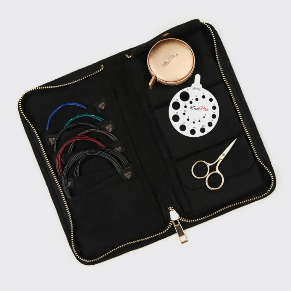 KnitPro Knitting Needle Cable Case- Beige or Black