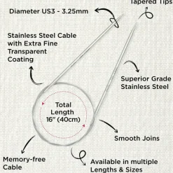 KnitPro Stelo Lace Fixed Circular Knitting Needles 16" (40cm) Size 0 - 15