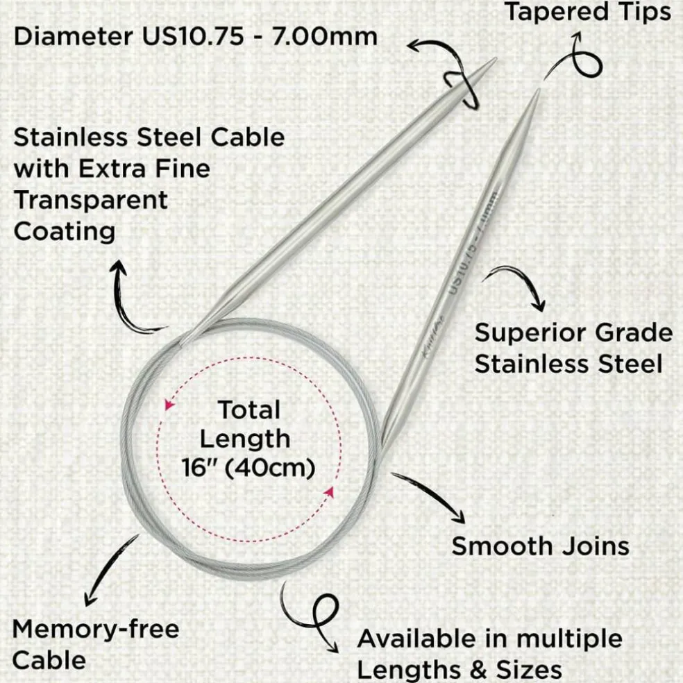 KnitPro Stelo Lace Fixed Circular Knitting Needles 16" (40cm) Size 0 - 15