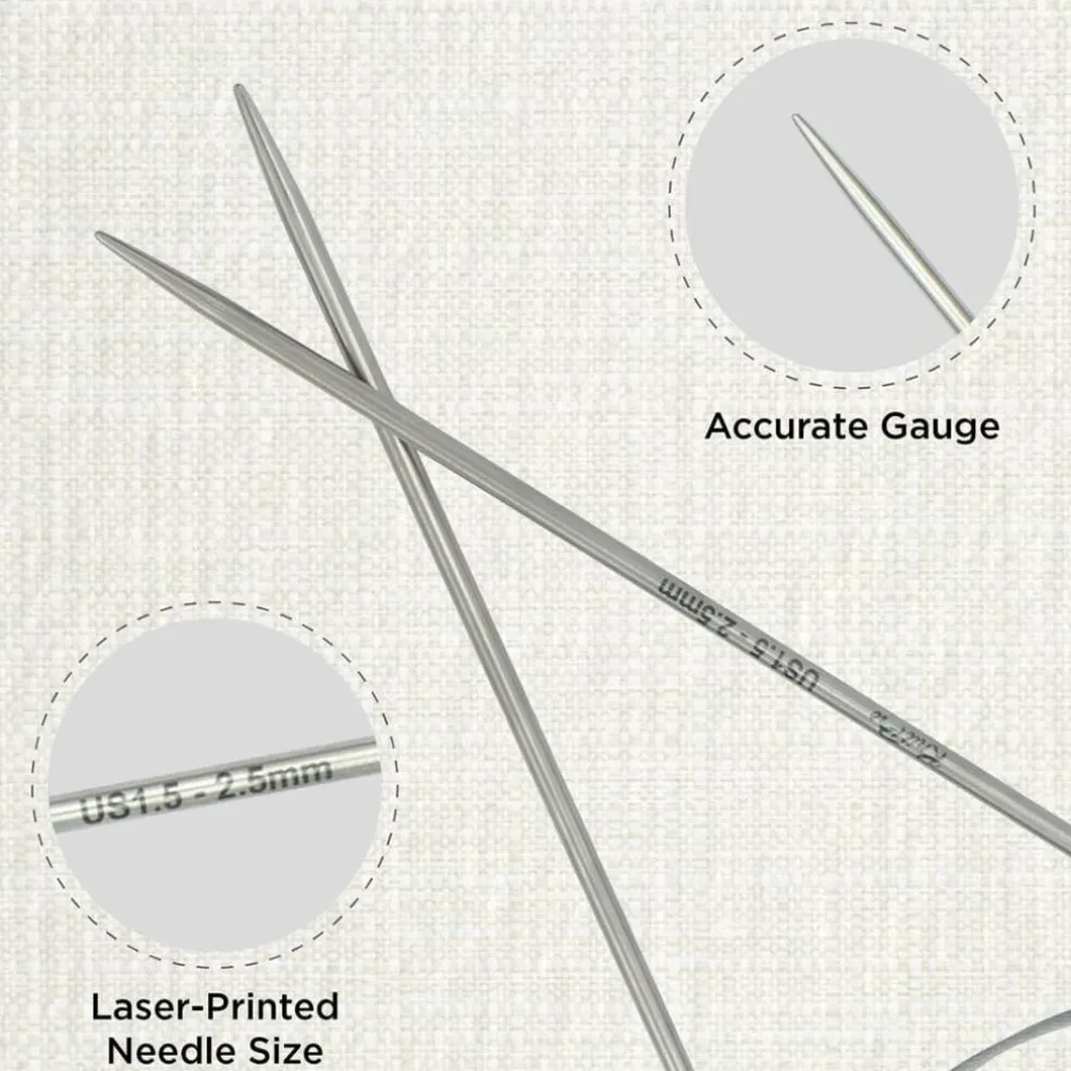 KnitPro Stelo Lace Fixed Circular Knitting Needles 16" (40cm) Size 0 - 15
