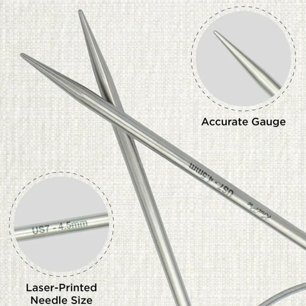 KnitPro Stelo Lace Fixed Circular Knitting Needles 16" (40cm) Size 0 - 15