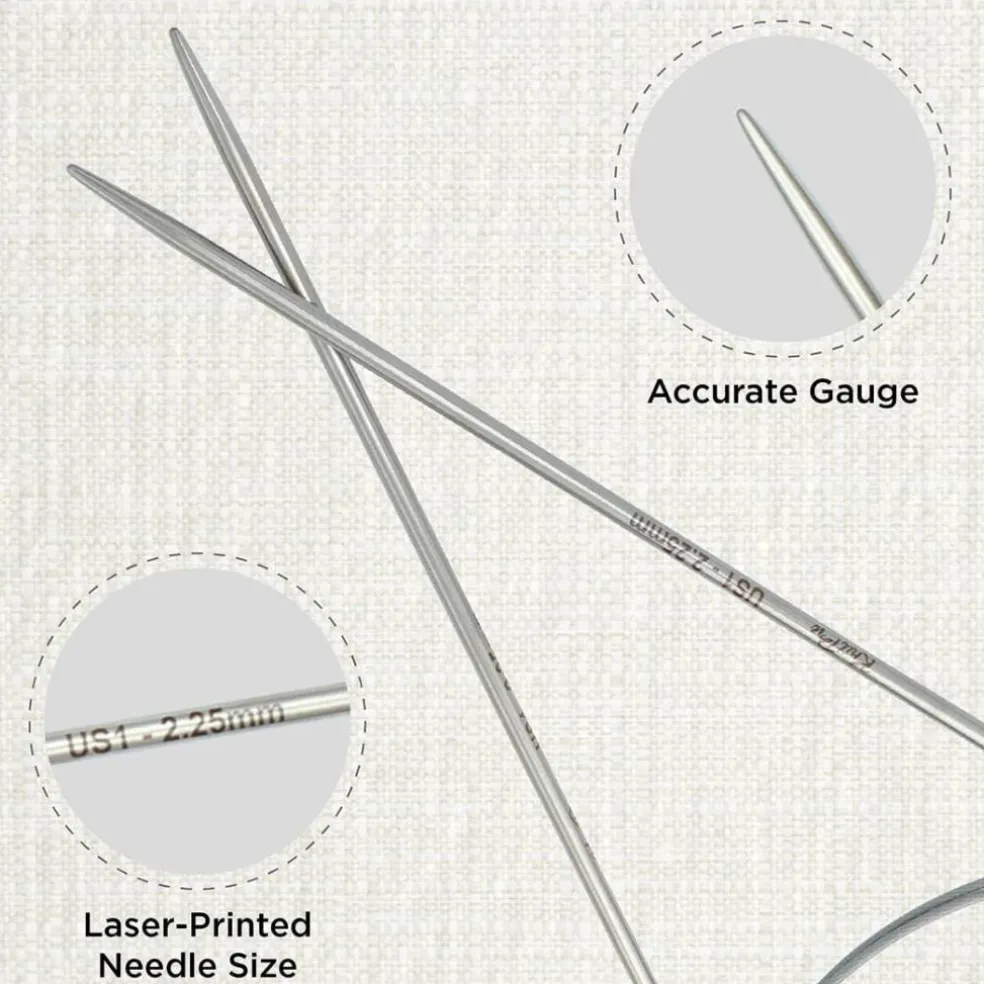 KnitPro Stelo Lace Fixed Circular Knitting Needles 16" (40cm) Size 0 - 15