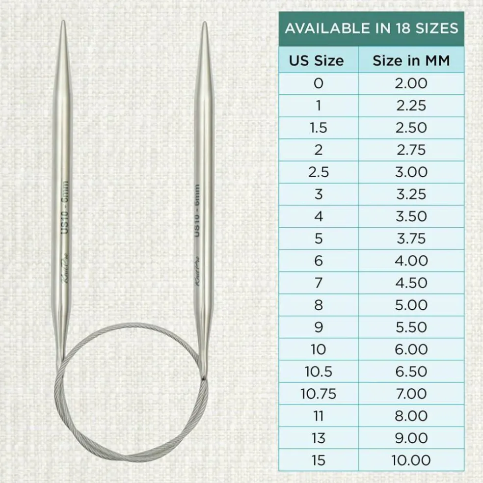 KnitPro Stelo Lace Fixed Circular Knitting Needles 16" (40cm) Size 0 - 15
