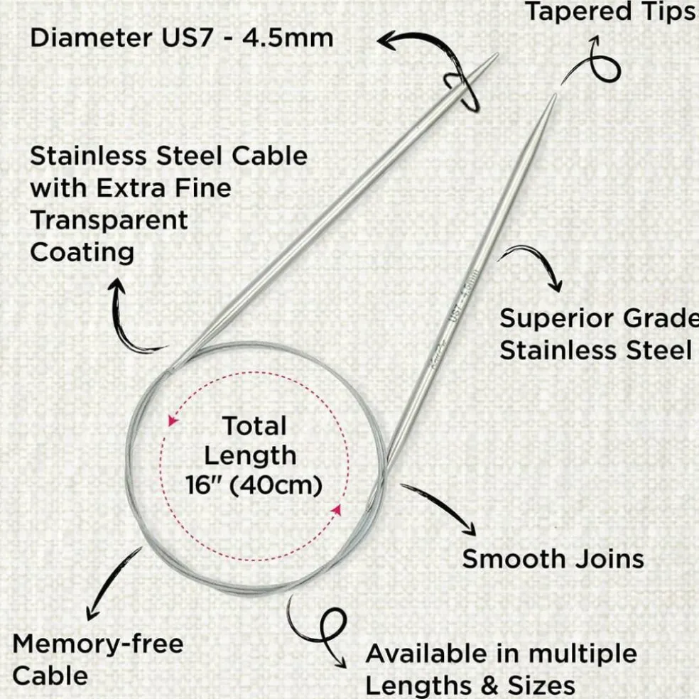 KnitPro Stelo Lace Fixed Circular Knitting Needles 16" (40cm) Size 0 - 15