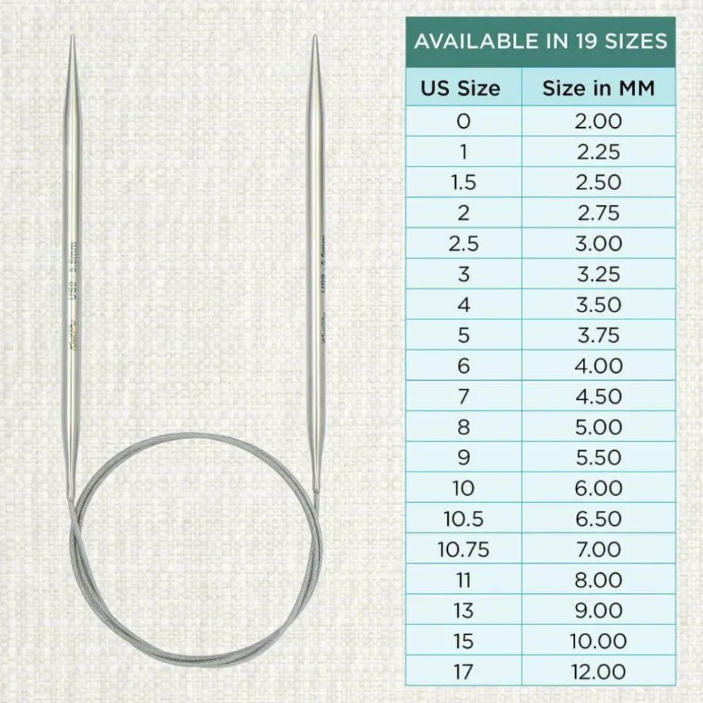 KnitPro Stelo Lace Fixed Circular Knitting Needles 40" Size 0 - 17