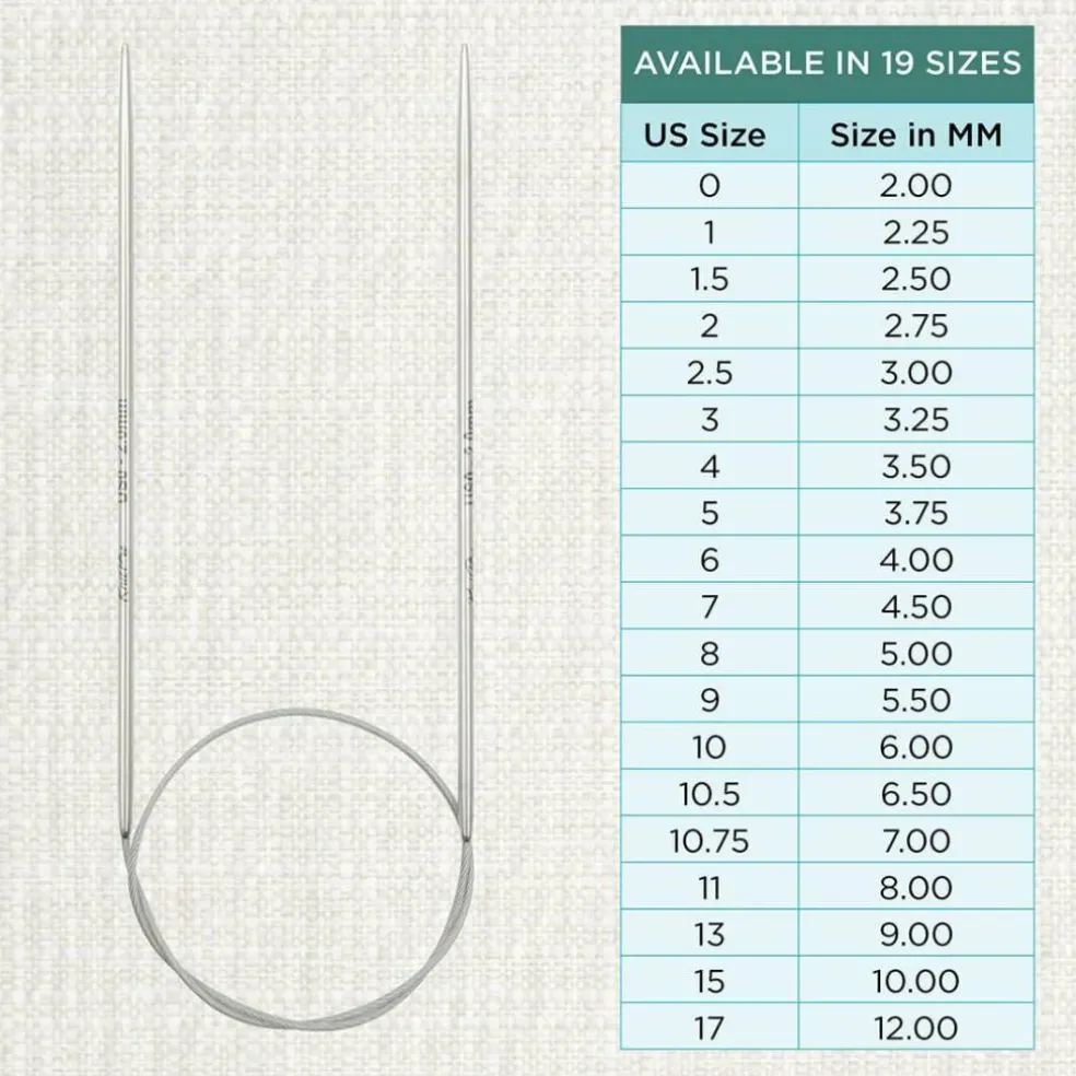 KnitPro Stelo Lace Fixed Circular Knitting Needles 40" Size 0 - 17