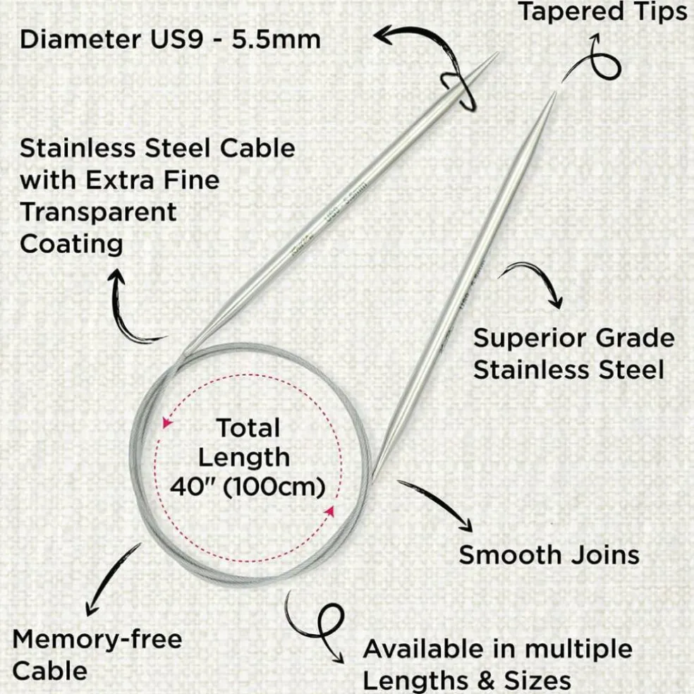 KnitPro Stelo Lace Fixed Circular Knitting Needles 40" Size 0 - 17