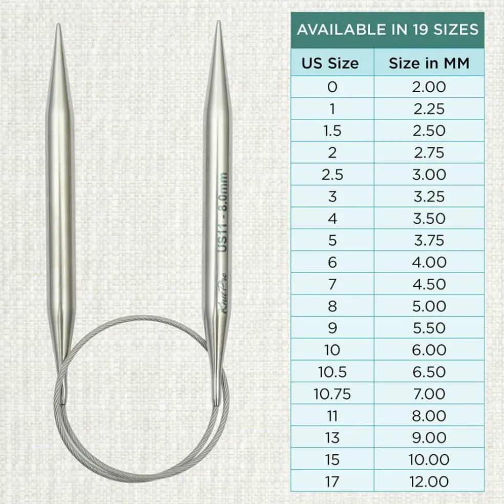 KnitPro Stelo Lace Fixed Circular Knitting Needles 40" Size 0 - 17