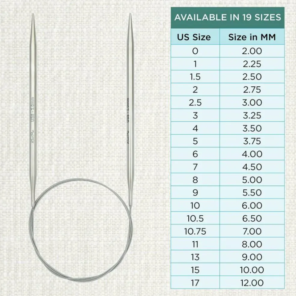 KnitPro Stelo Lace Fixed Circular Knitting Needles 40" Size 0 - 17