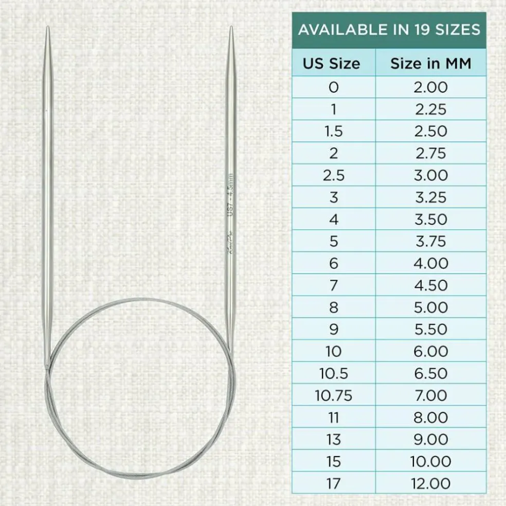 KnitPro Stelo Lace Fixed Circular Knitting Needles 40" Size 0 - 17