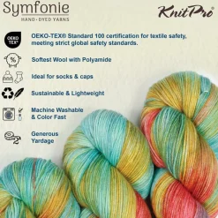 KnitPro Symfonie Premium Hand-Dyed Merino Wool & Polyamide Sock Yarns|Terra Variegated Colors, Include New Colors