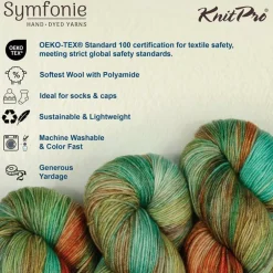 KnitPro Symfonie Premium Hand-Dyed Merino Wool & Polyamide Sock Yarns|Terra Variegated Colors, Include New Colors