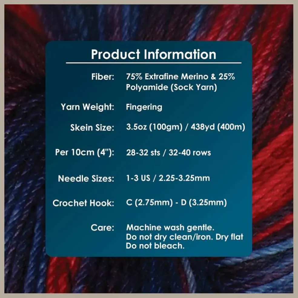 KnitPro Symfonie Premium Hand-Dyed Merino Wool & Polyamide Sock Yarns|Terra Variegated Colors, Include New Colors