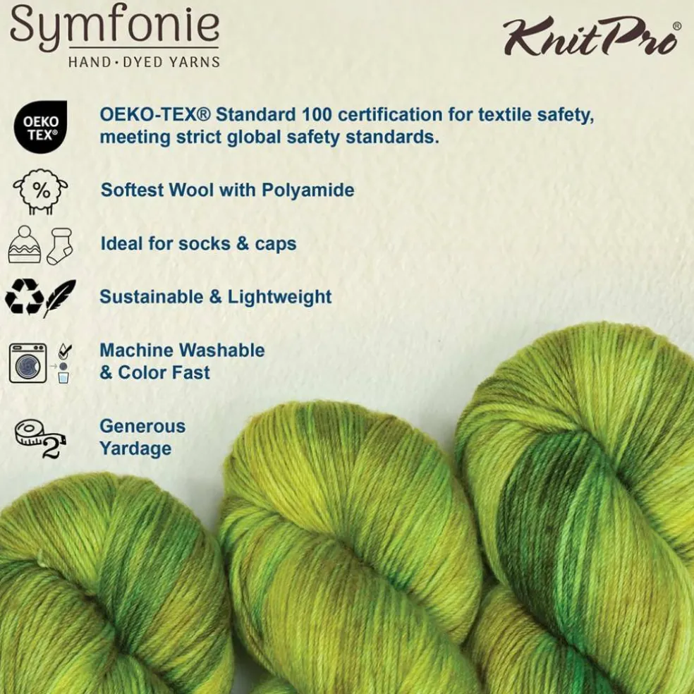 KnitPro Symfonie Premium Hand-Dyed Merino Wool & Polyamide Sock Yarns|Terra Variegated Colors, Include New Colors