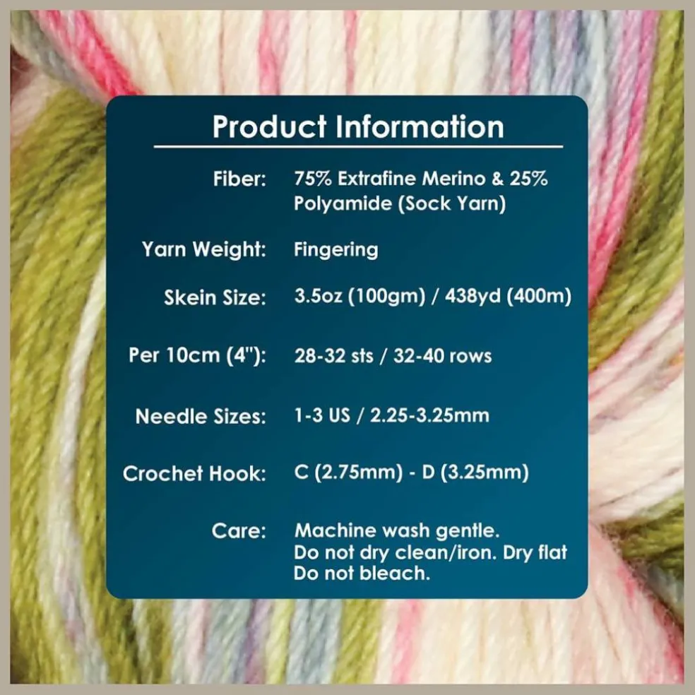 KnitPro Symfonie Premium Hand-Dyed Merino Wool & Polyamide Sock Yarns|Terra Variegated Colors, Include New Colors