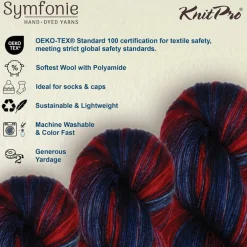 KnitPro Symfonie Premium Hand-Dyed Merino Wool & Polyamide Sock Yarns|Terra Variegated Colors, Include New Colors