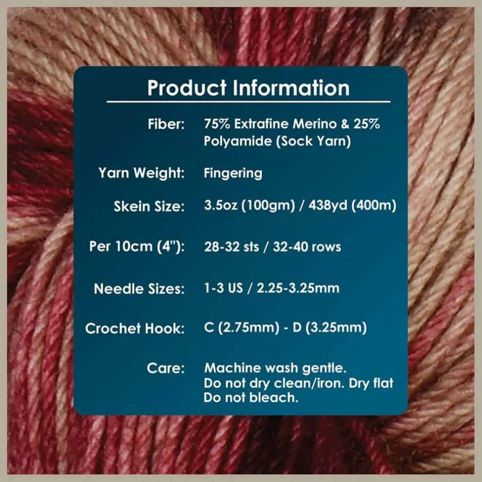 KnitPro Symfonie Premium Hand-Dyed Merino Wool & Polyamide Sock Yarns|Terra Variegated Colors, Include New Colors